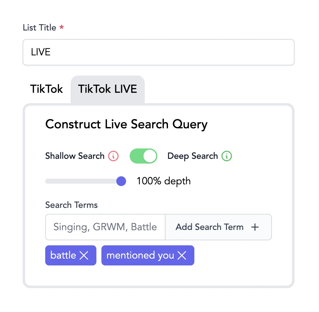 TikTok LIVE video search